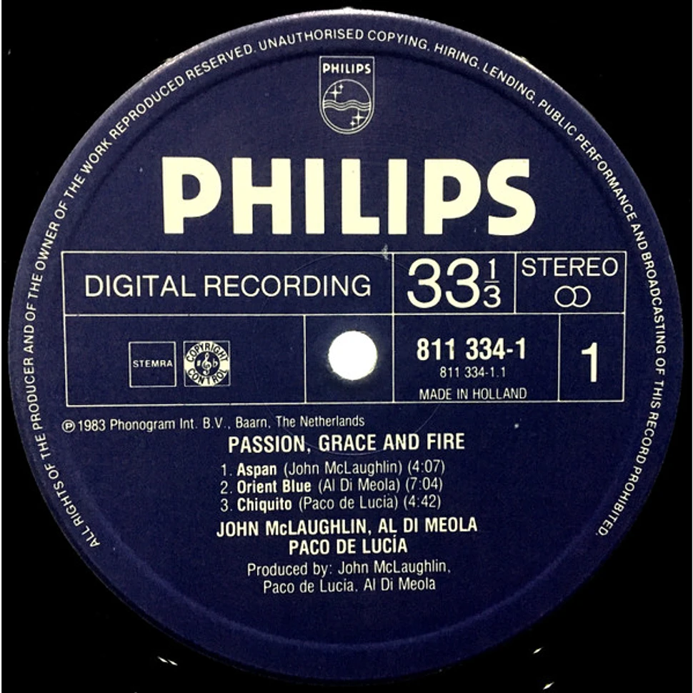 John McLaughlin, Al Di Meola, Paco De Lucía - Passion, Grace & Fire