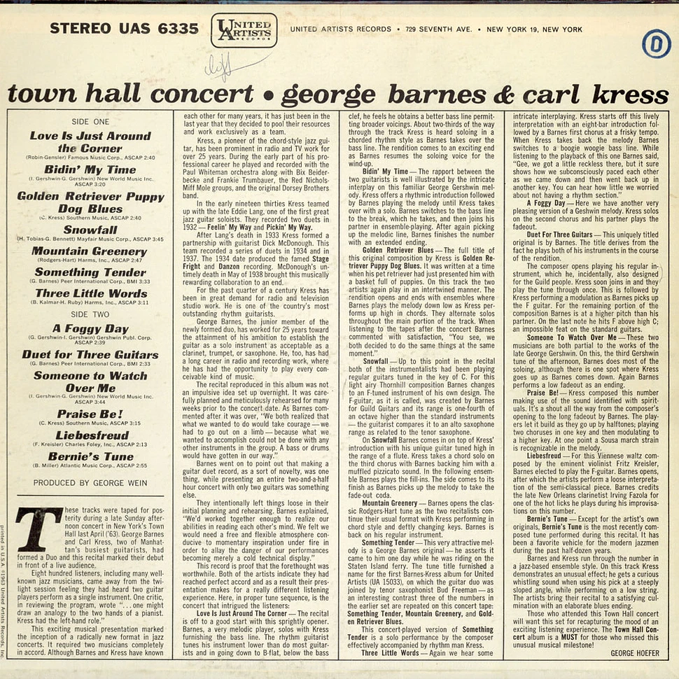 George Barnes / Carl Kress - Town Hall Concert