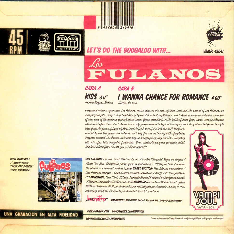 Los Fulanos - Kiss / I Wanna Chance For Romance