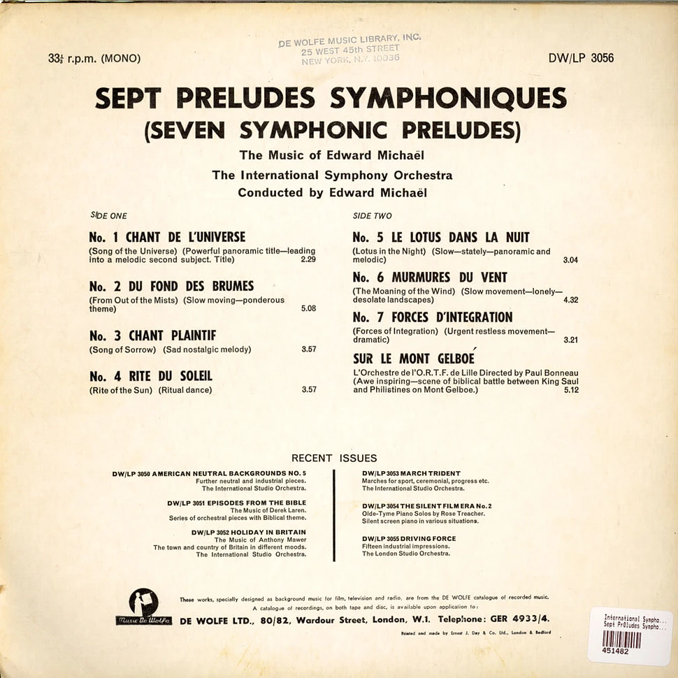 Edward Michael, International Symphony Orchestra - Sept Préludes Symphoniques = Seven Symphonic Preludes