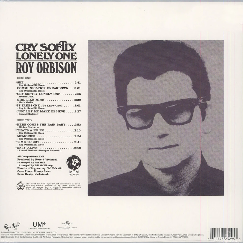 Roy Orbison - Cry Softly Lonely One