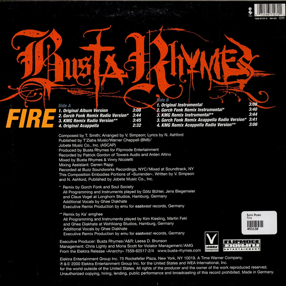 Busta Rhymes Fire Vinyl 12" 2000 DE Original HHV