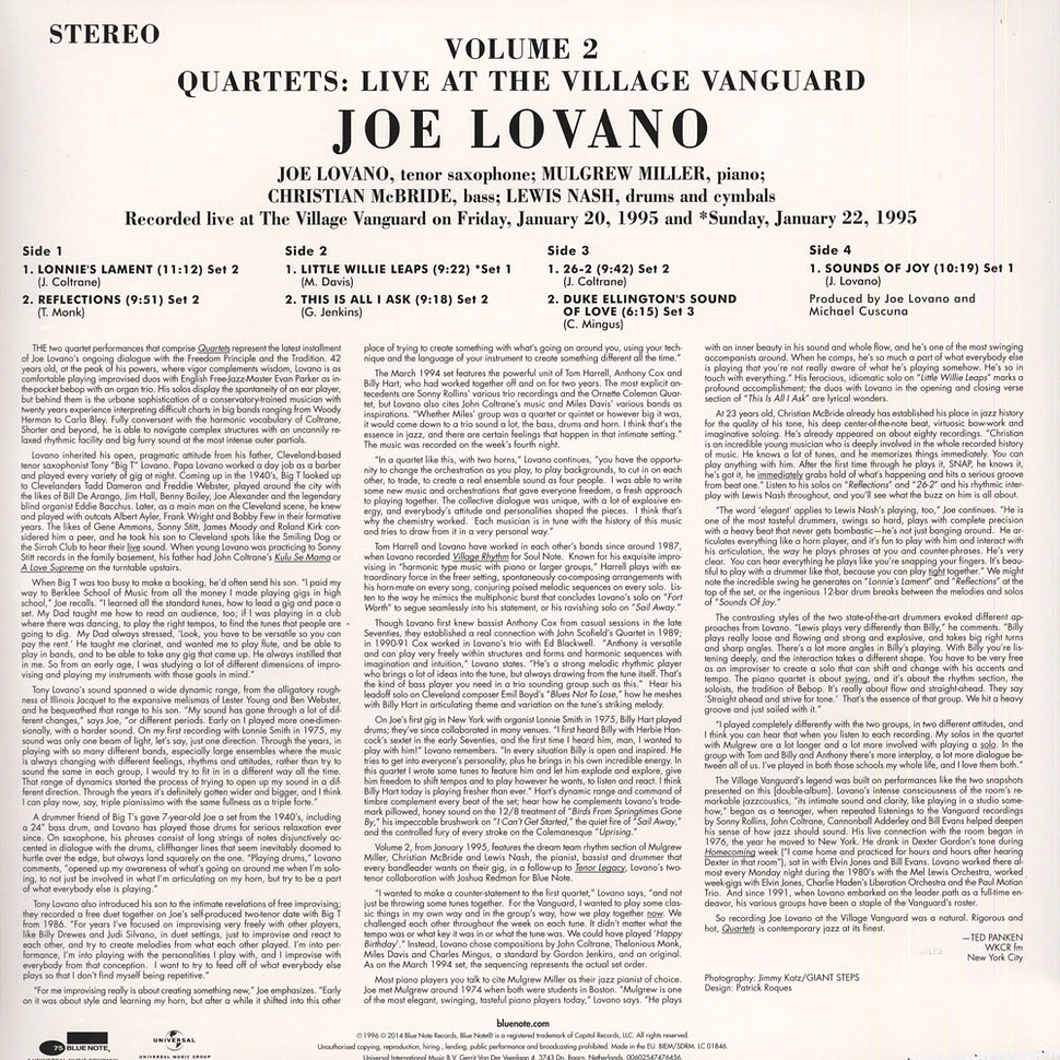 Joe Lovano Quartet - At The Village Vanguard Volume 2