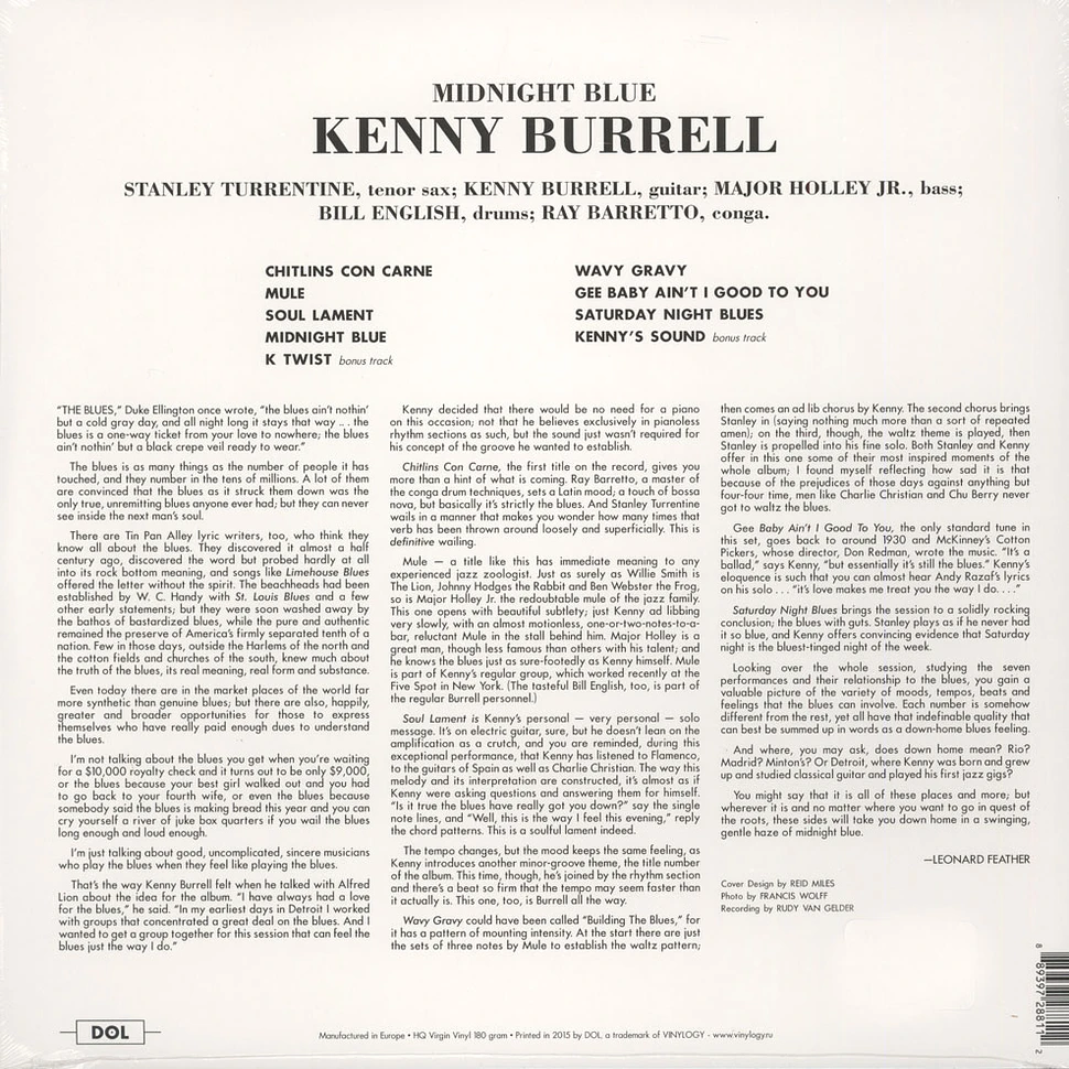 Kenny Burrell - Midnight Blue 180g Vinyl Edition