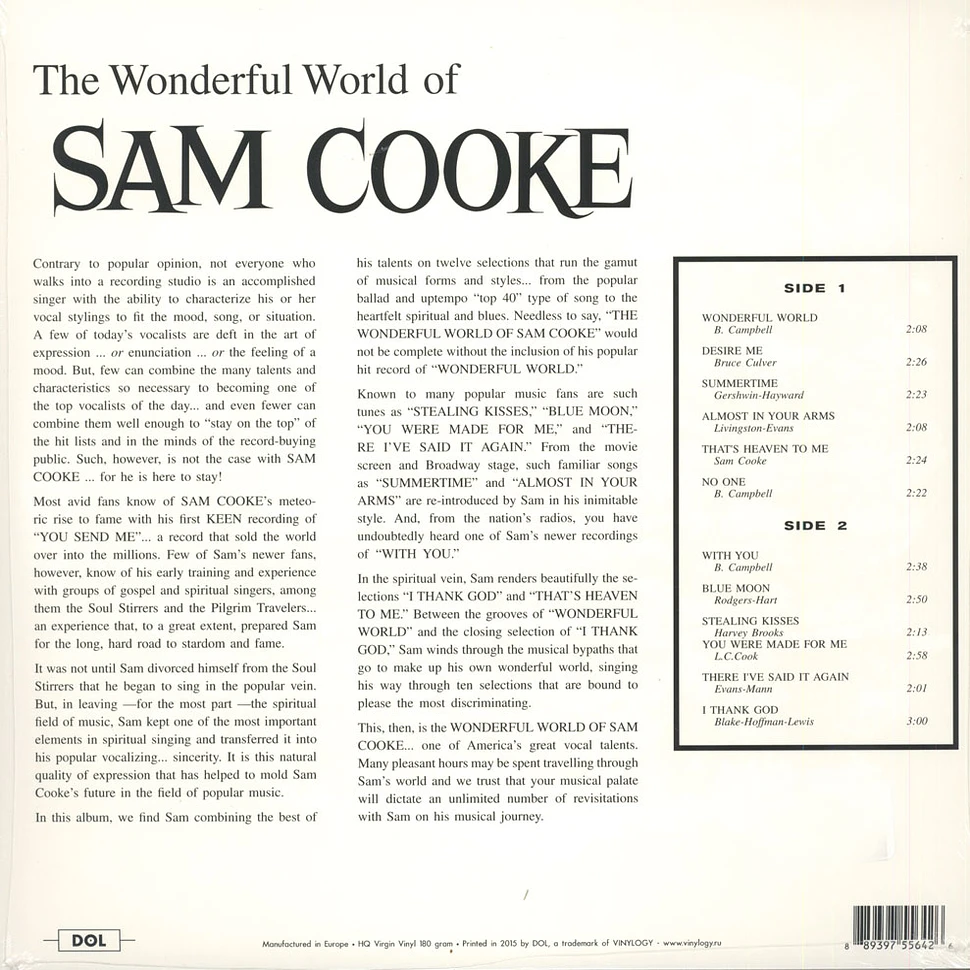Sam Cooke - The Wonderful World Of Sam Cooke 180g Vinyl Edition