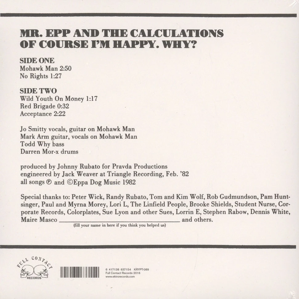 Mr. Epp & The Calculations - Of Course I'm Happy, Why?