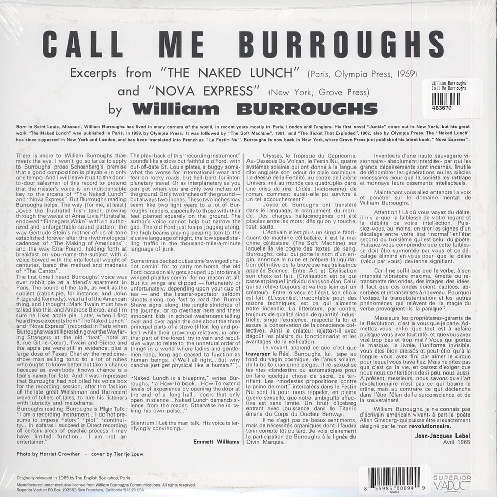 William S. Burroughs - Call Me Burroughs