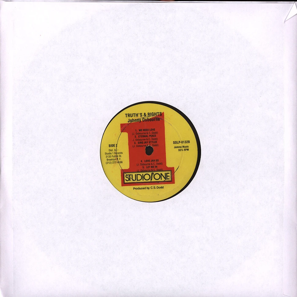 洋楽 Johnny Osbourne / Truths And Rights LP Johnny Osbourne Truths And Rights LP US 1979 Studio One NM