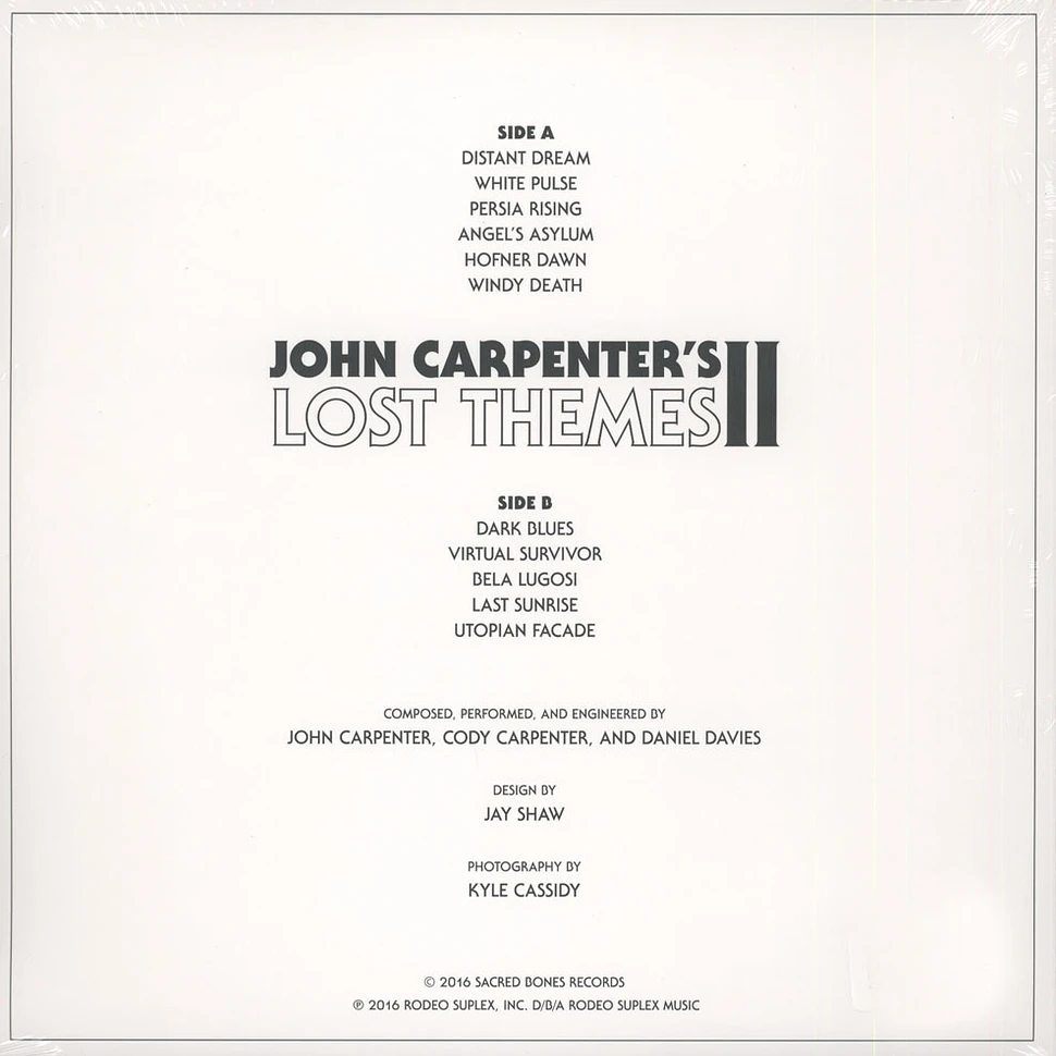 John Carpenter - Lost Themes II Black Vinyl Edition