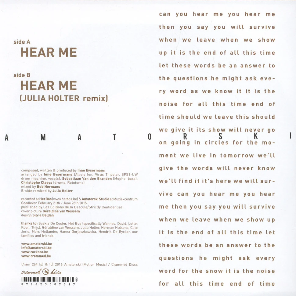 Amatorski - Hear Me / Hear Me Julia Holter Remix