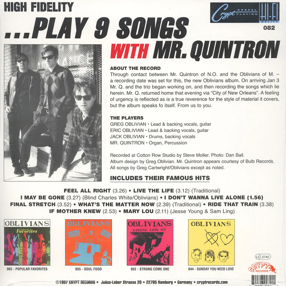 Oblivians - Play Nine Songs With Mr. Quintron