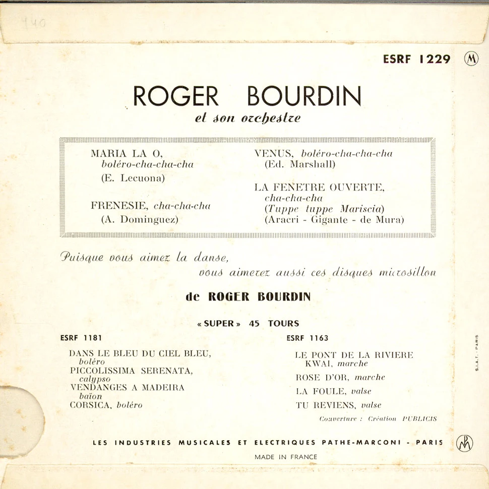 Roger Bourdin Et Son Orchestre - Venus
