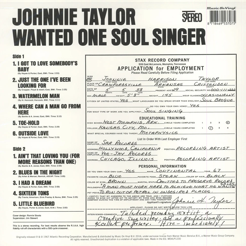 Johnnie Taylor - Wanted One Soul Singer