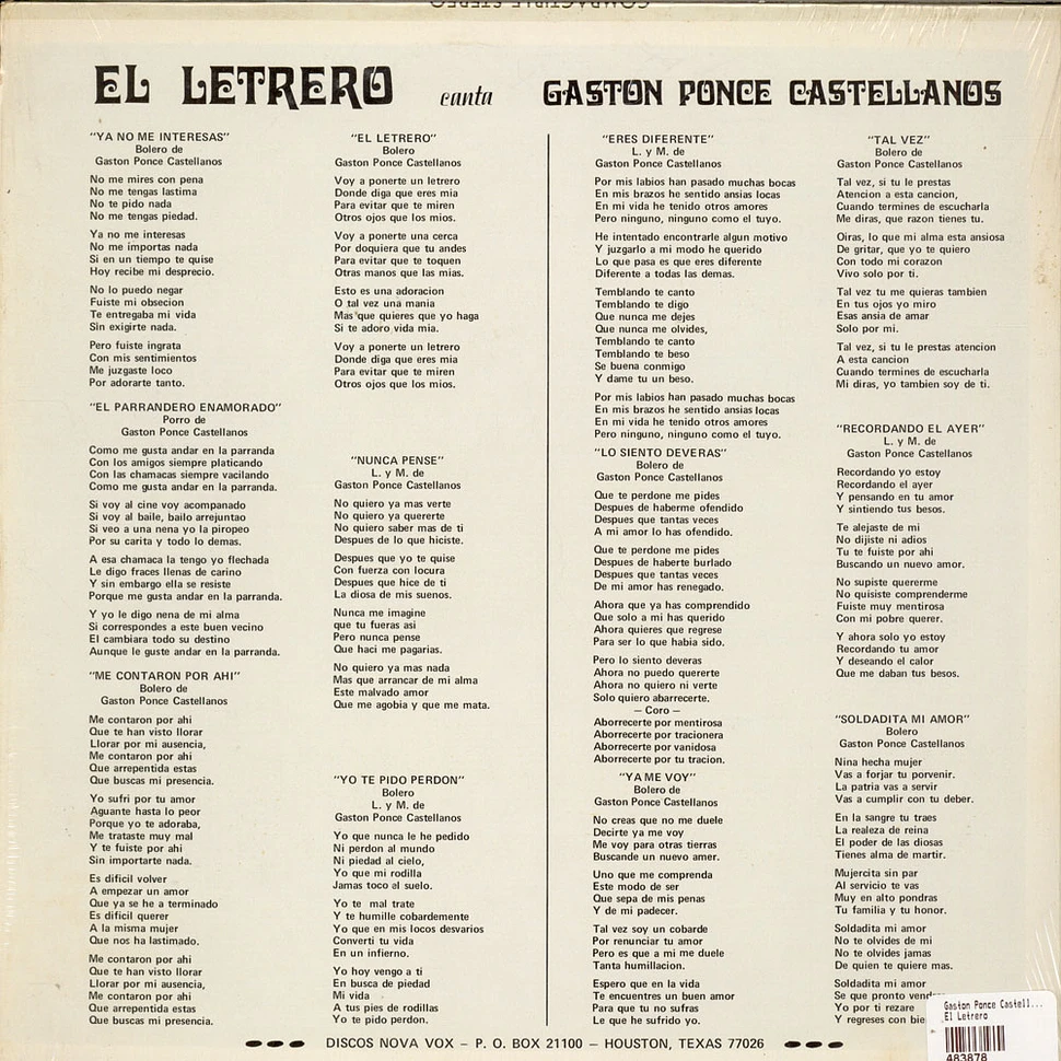Gaston Ponce Castellanos - El Letrero