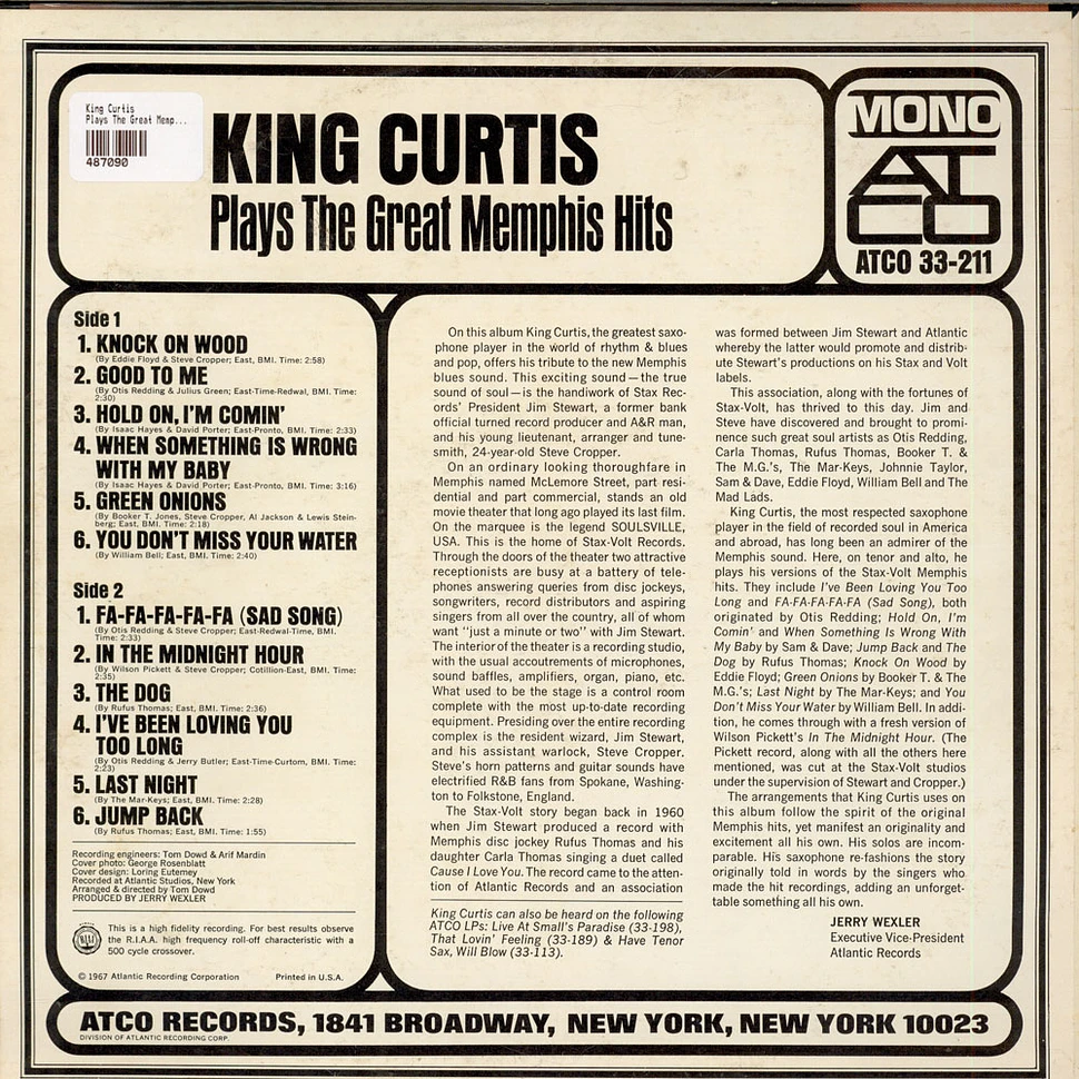 King Curtis - Plays The Great Memphis Hits
