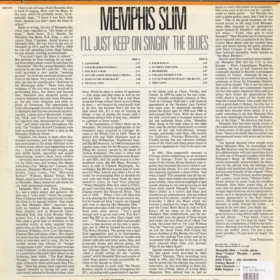 Memphis Slim - I'll Just Keep On Singin' The Blues