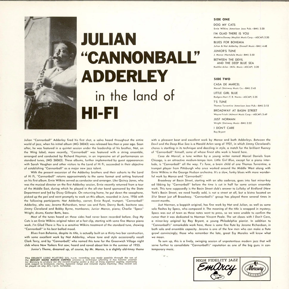 Cannonball Adderley - In The Land Of Hi-Fi