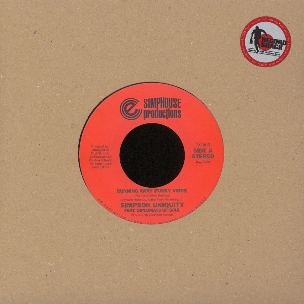 Simpson Uniquity - Running Away (Funky Vibe) / Running Away (Diplomats Of Soul Dub)