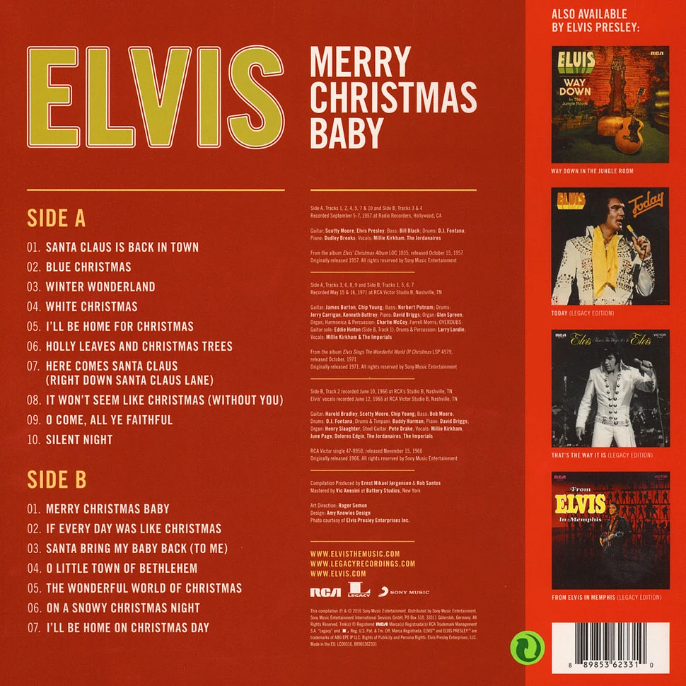 Elvis Presley - Merry Christmas Baby Red Or Green Vinyl Edition