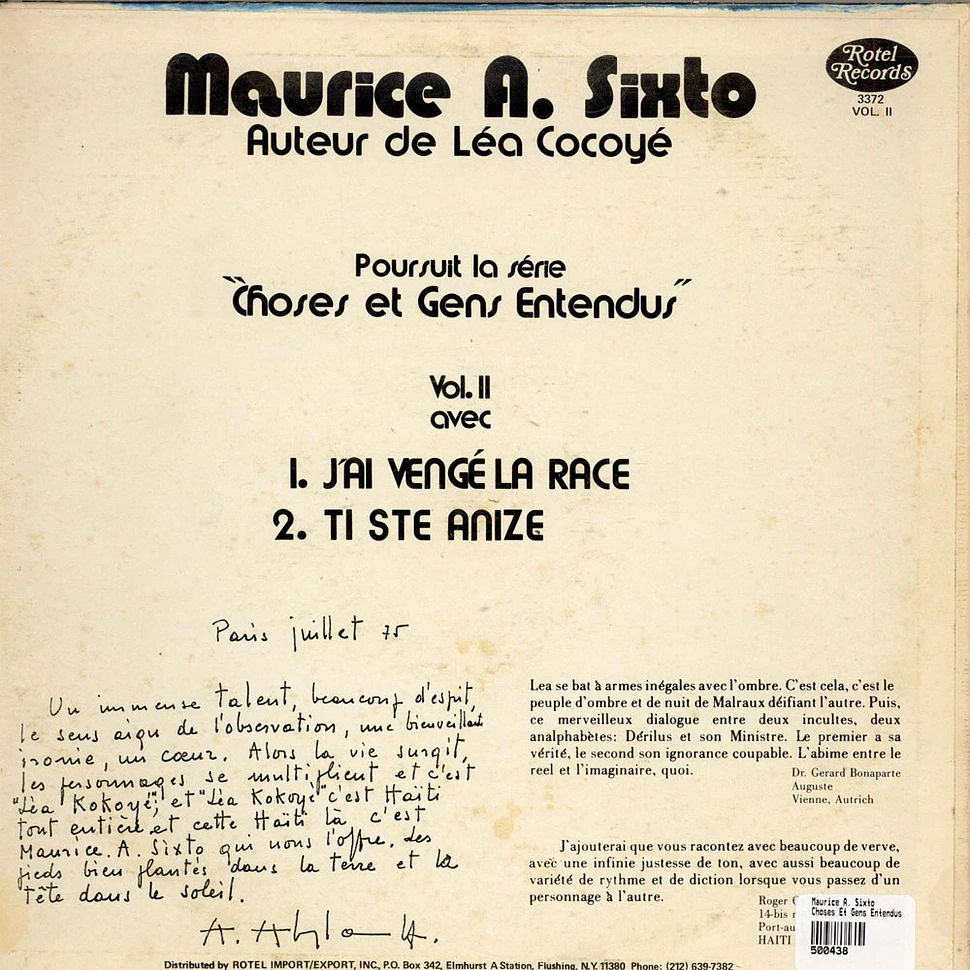 Maurice A. Sixto - Choses Et Gens Entendus