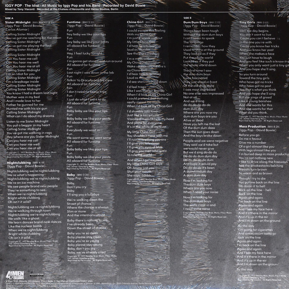 Iggy Pop - The Idiot Clear Vinyl Edition