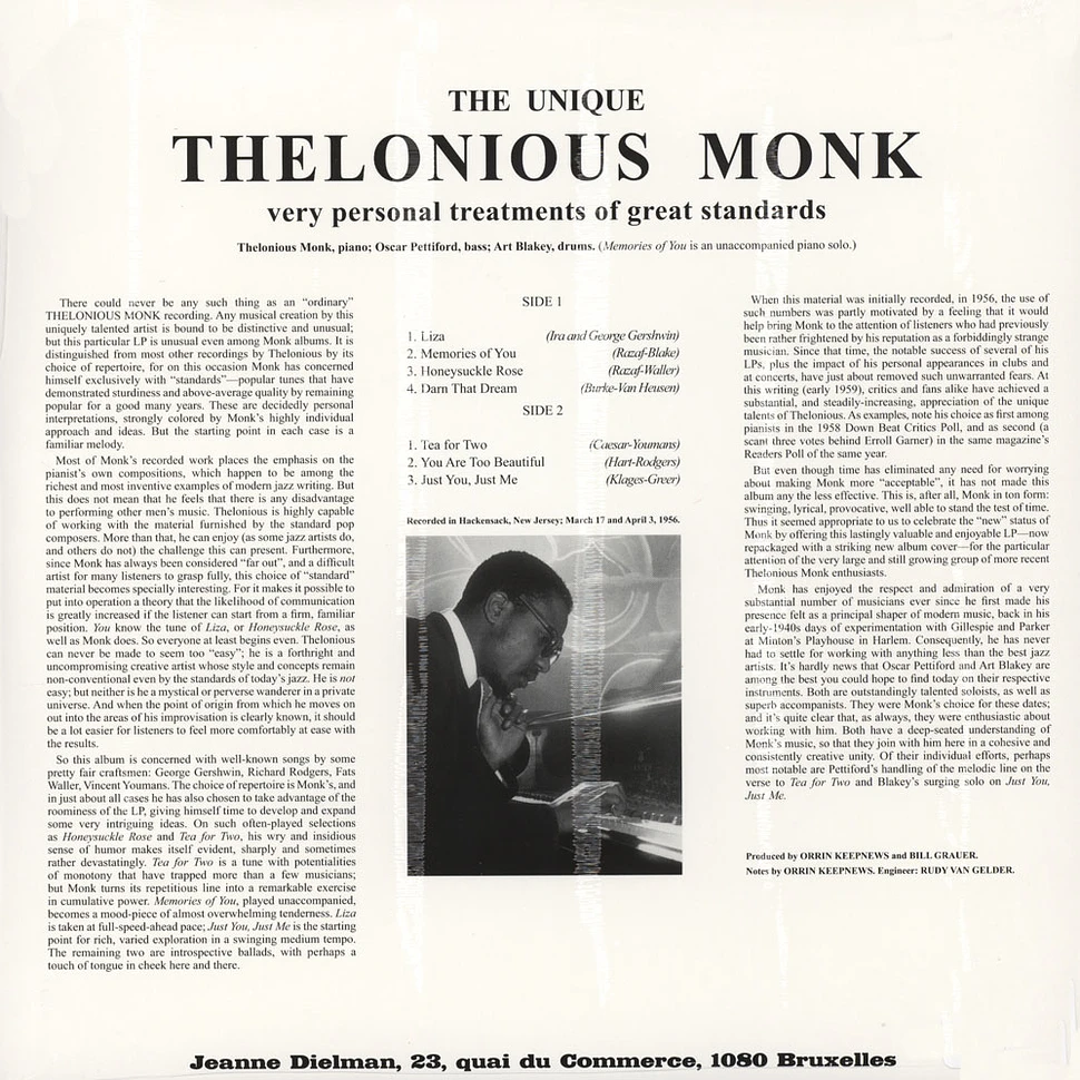 Thelonious Monk - The Unique Thelonious