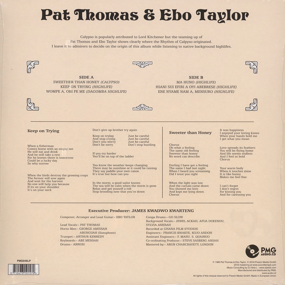 Pat Thomas & Ebo Taylor - Sweeter Than Honey, Calypso "Mahuno" And High Lifes Celebration