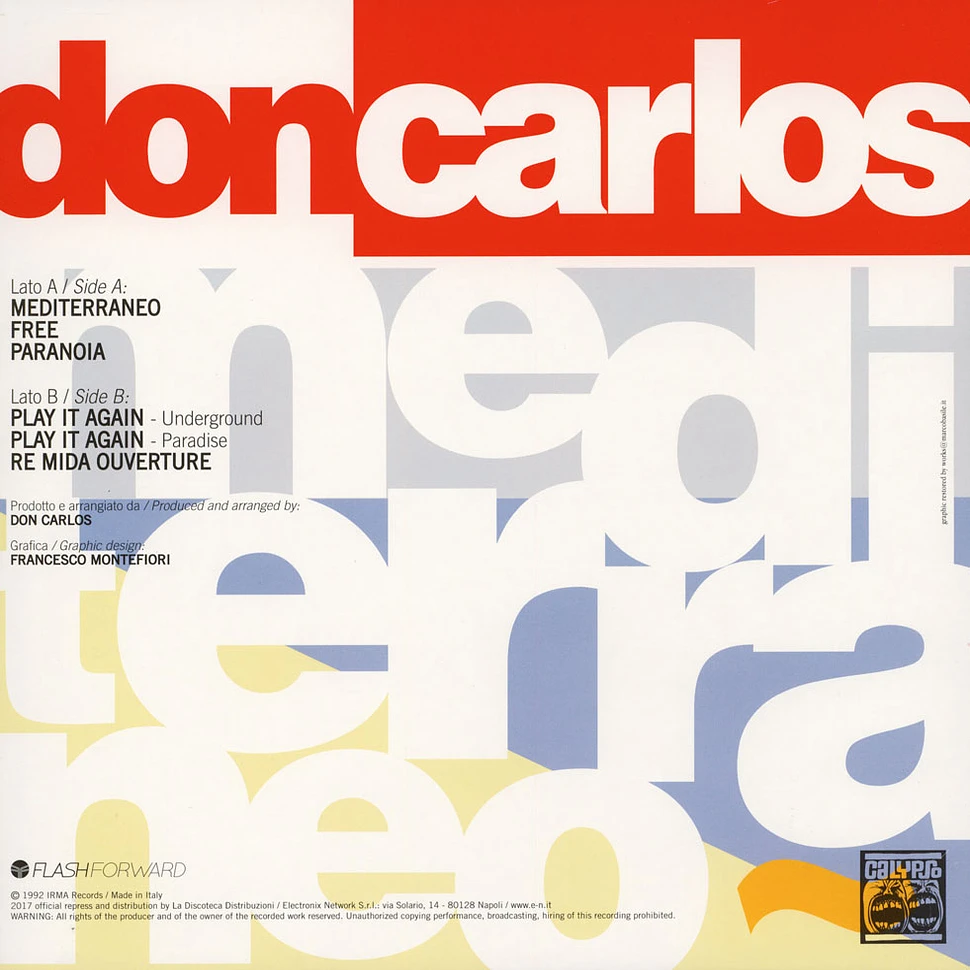 Don Carlos - Mediterraneo Ep Black Vinyl Edition