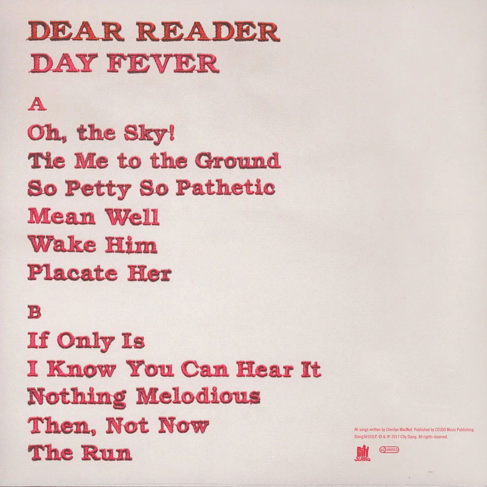 Dear Reader - Day Fever Colored Vinyl Edition