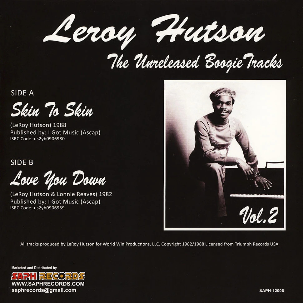 Leroy Hutson - Unreleased Boogie Tracks Volume 2