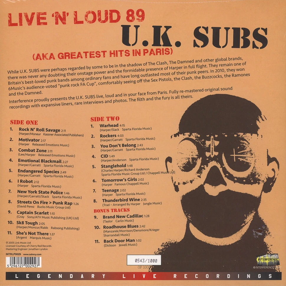 UK Subs - Greatest Hits In Paris