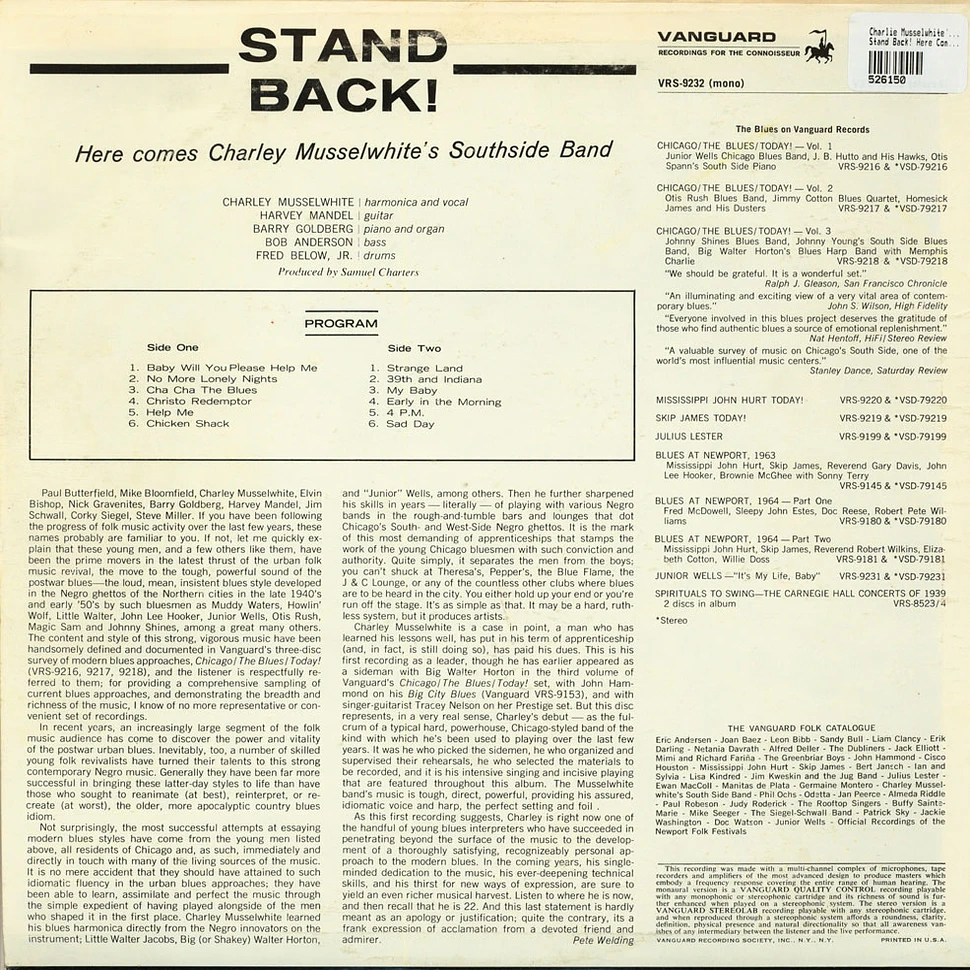 Charlie Musselwhite's South Side Band - Stand Back! Here Comes Charley Musselwhite's South Side Band