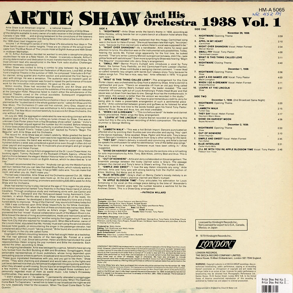 Artie Shaw And His Orchestra - Artie Shaw And His Orchestra 1938 Vol. 1