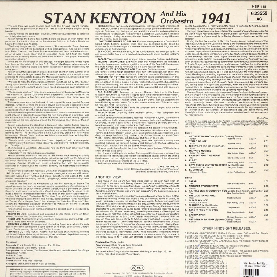 Stan Kenton And His Orchestra - The Uncollected - 1941