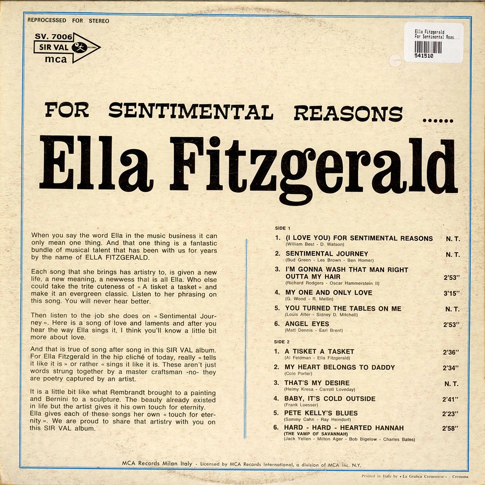 Ella Fitzgerald - For Sentimental Reasons...