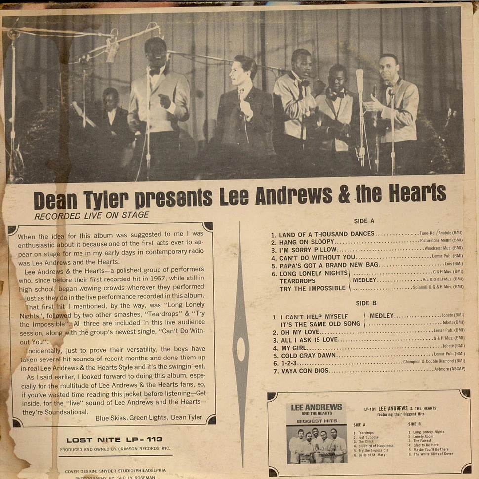 Lee Andrews & The Hearts - Dean Tyler Presents Lee Andrews And The Hearts - Live On Stage