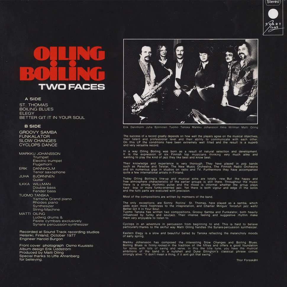 Oiling Boiling - Two Faces Black Vinyl Version