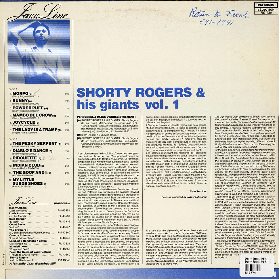 Shorty Rogers And His Giants - Shorty Rogers And His Giants Vol 1