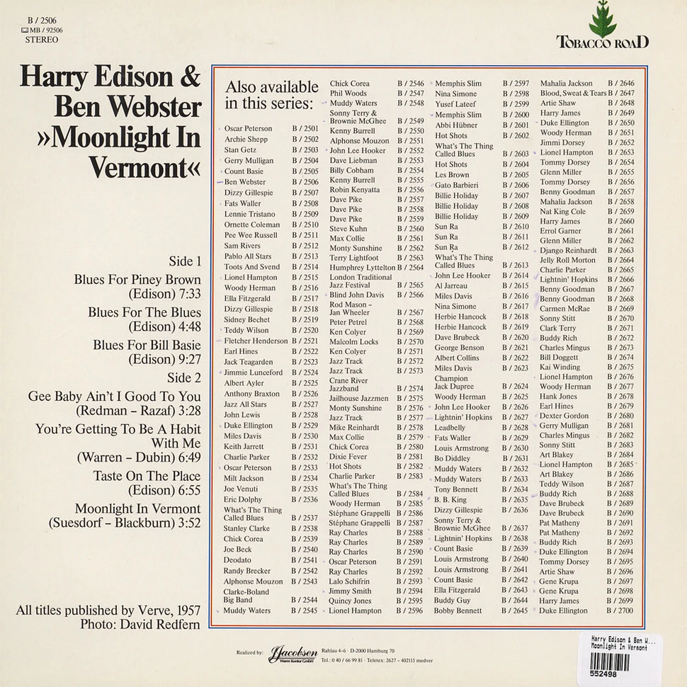 Harry Edison & Ben Webster - Moonlight In Vermont