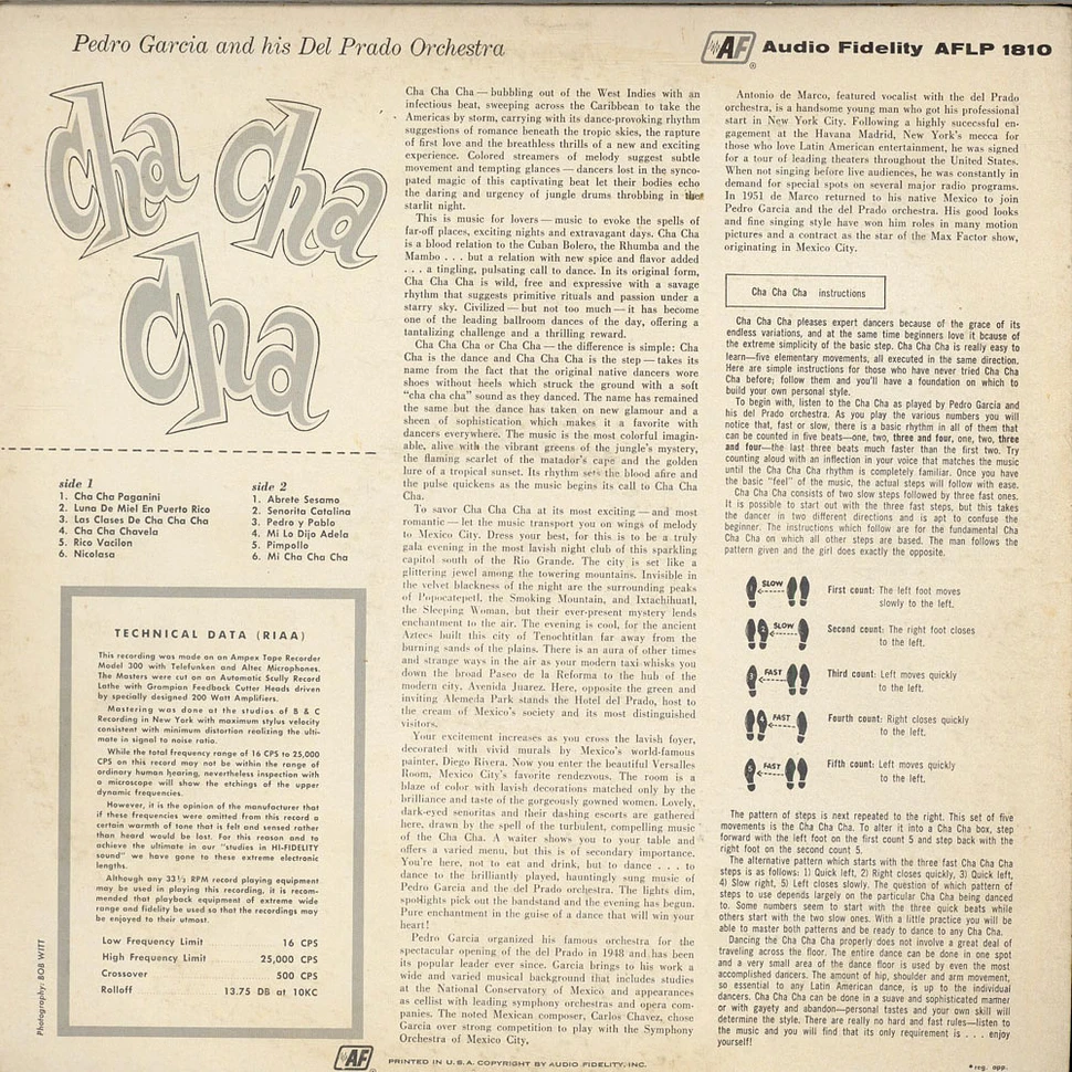 Pedro Garcia And His Del Prado Orchestra - Cha Cha Cha Vol. 1