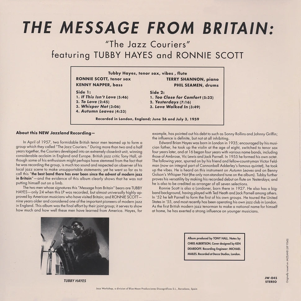 Jazz Couriers - The Message From Britain Feat. Tubby Hayes And Ronnie Scott