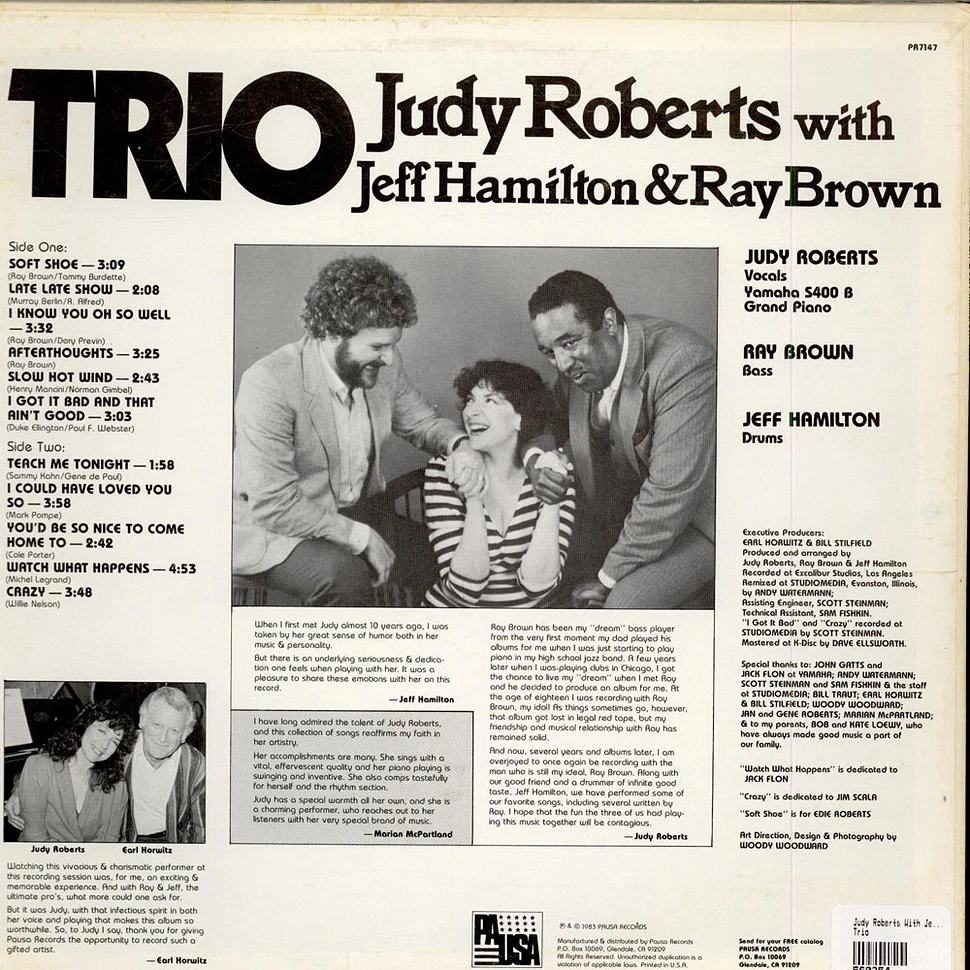 Judy Roberts With Jeff Hamilton & Ray Brown - Trio