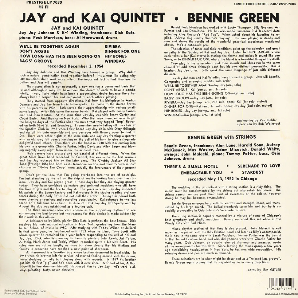 Kai Winding And J.J. Johnson, Bennie Green - Kai And Jay, Bennie Green With Strings
