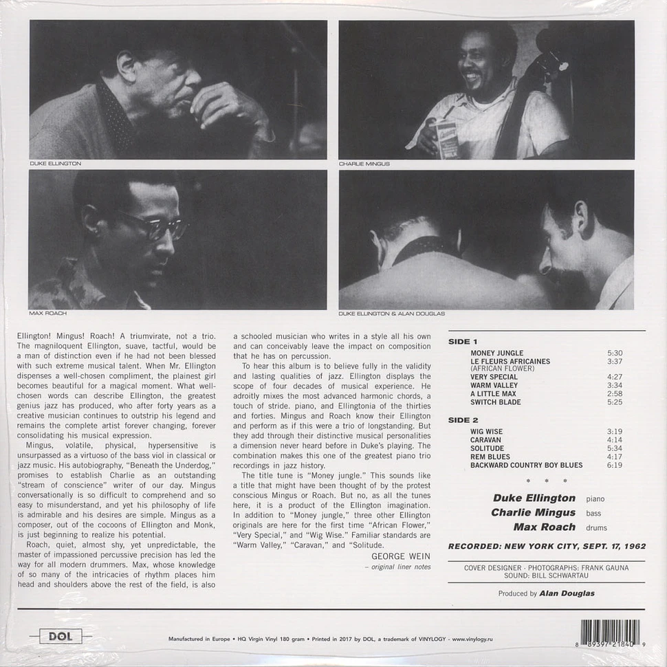 Duke Ellington & Charles Mingus & Max Roach - Money Jungle Gatefold Sleeve Edition