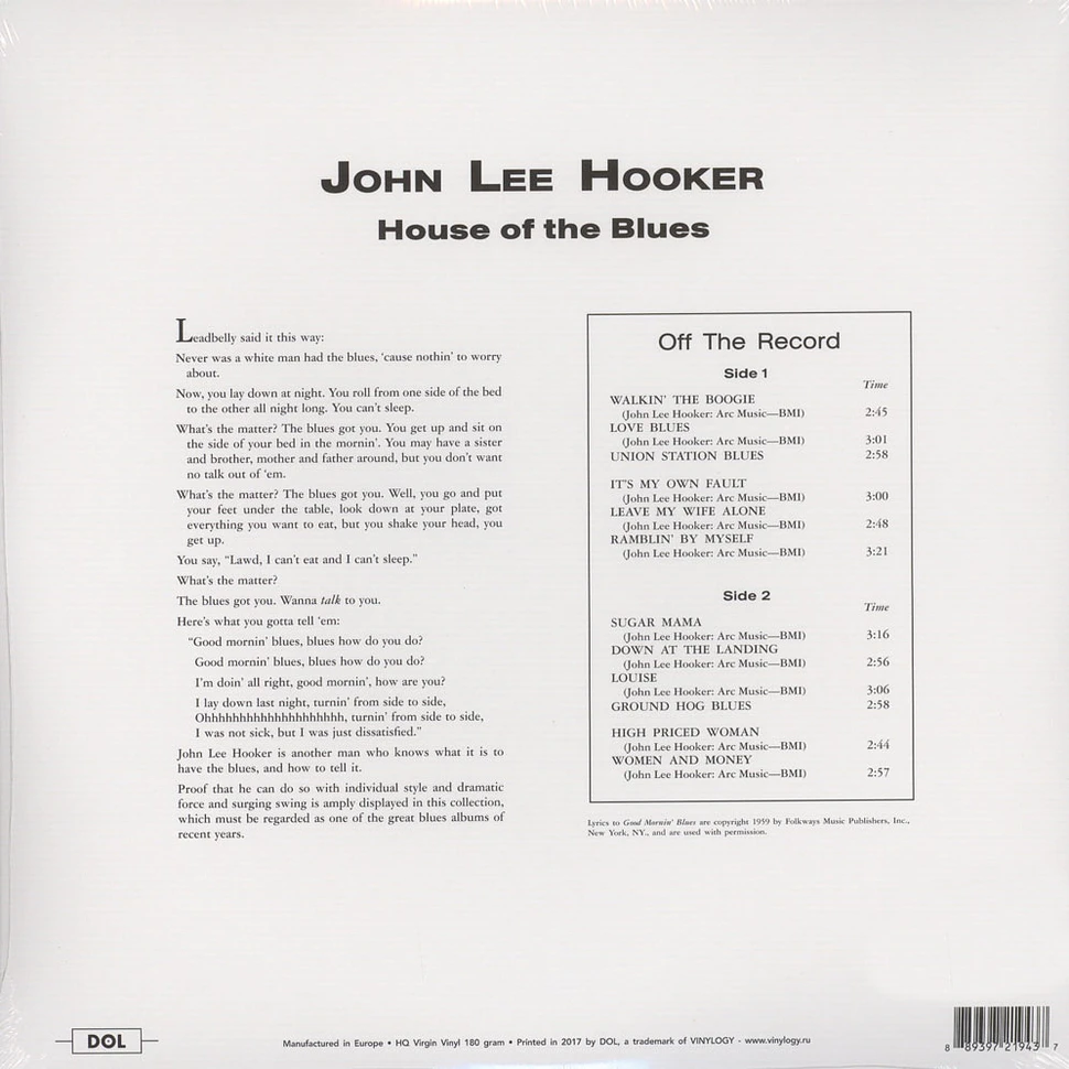 John Lee Hooker - House Of The Blues Gatefold Sleeve Edition