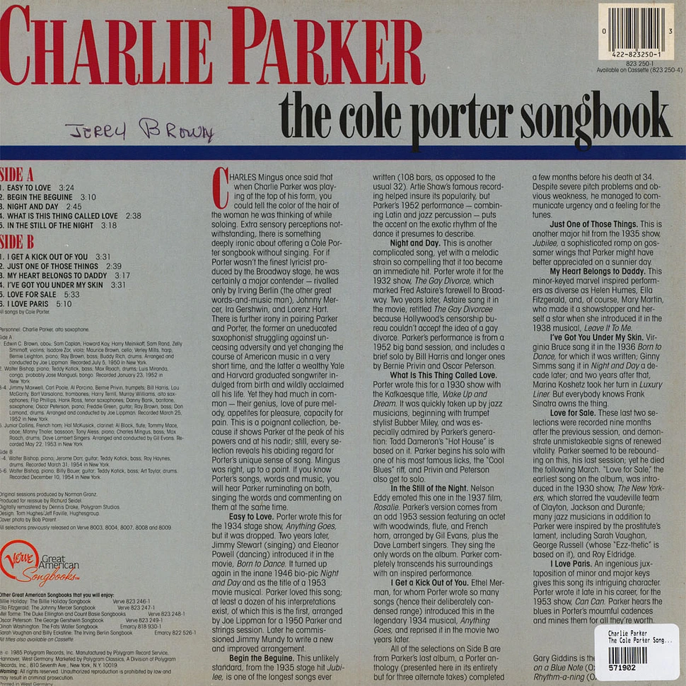 Charlie Parker - The Cole Porter Songbook