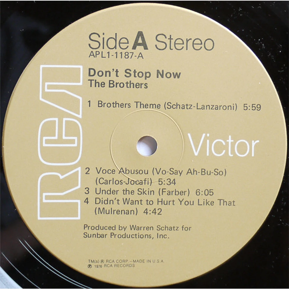 The Brothers - Don't Stop Now - Vinyl LP - 1976 - US - Original | HHV