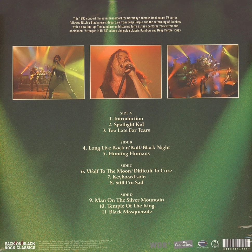 Rainbow - Rockpalast 1995 - Black Masquerade Volume 1 Clear Vinyl Edition