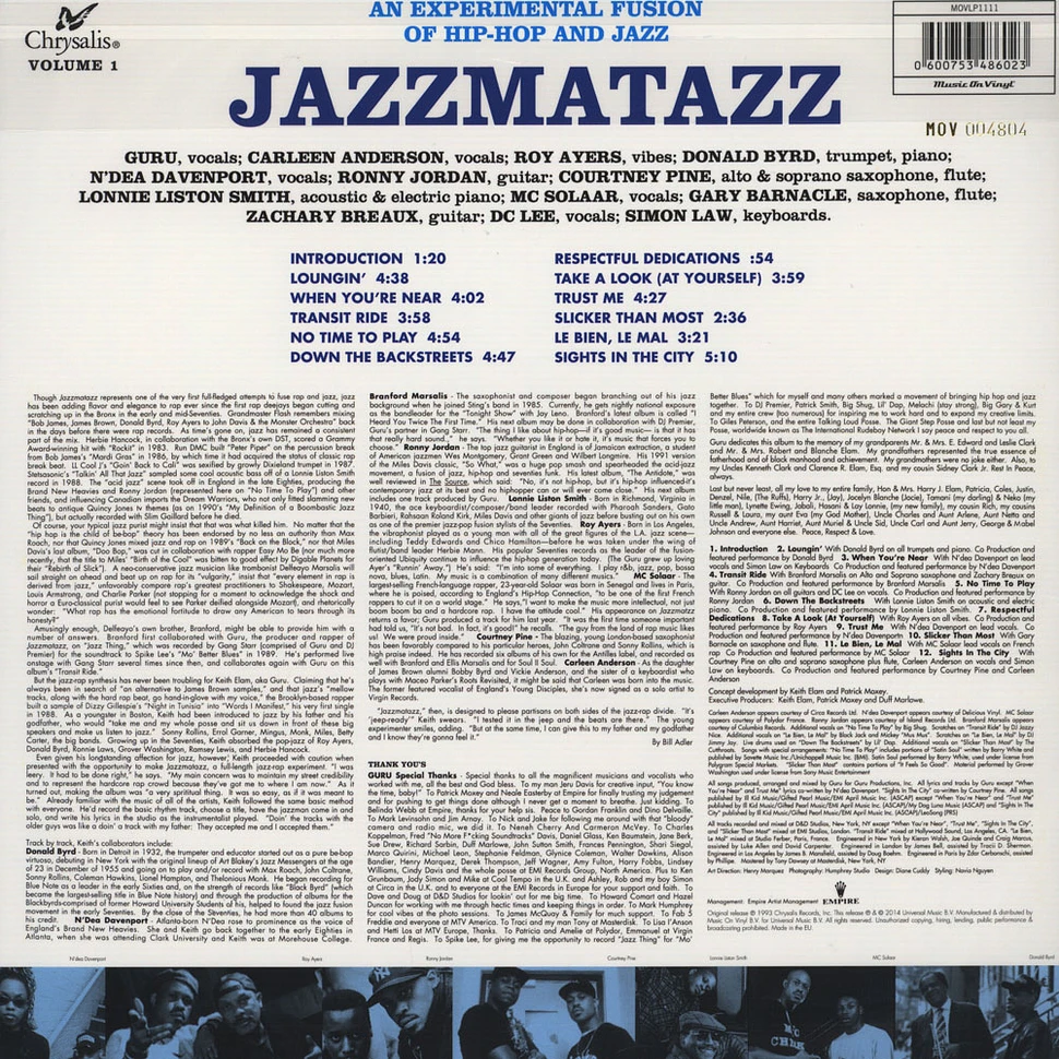 Guru - Jazzmatazz Volume 1 - 25th Anniversary Blue Vinyl Edition