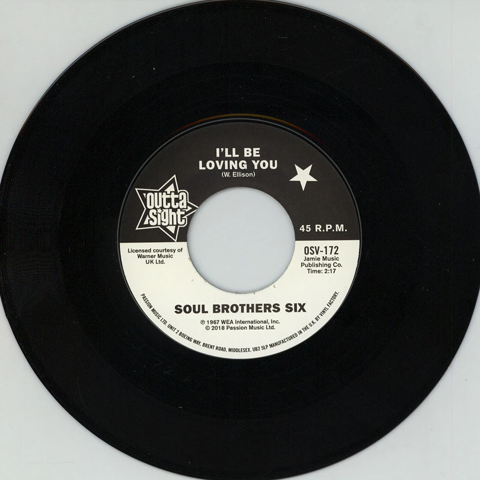 Soul Brothers Six / Willie Tee - I‘ll Be Loving You / Walkin' Up A One Way Street